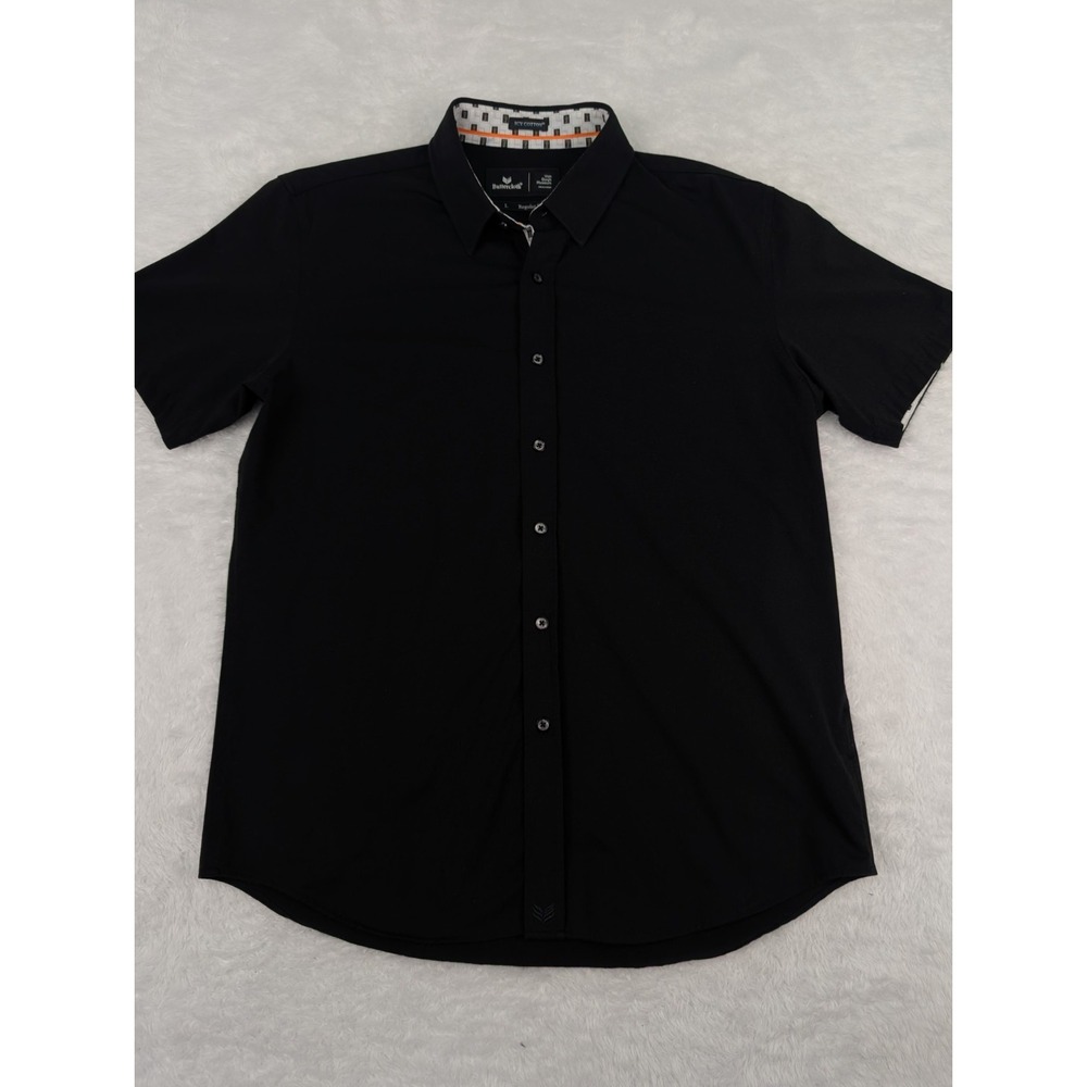 Men's Black Short-Sleeve Button-Down Shirt - Modern Casual